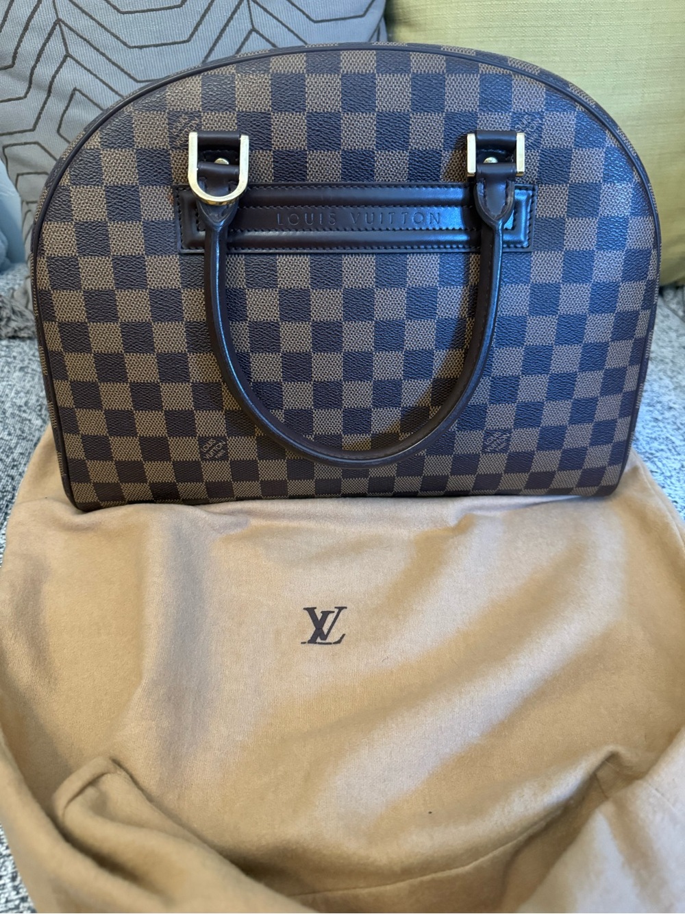 Louis Vuitton Damier Ebene Dome Satchel with Dark Brown Trim